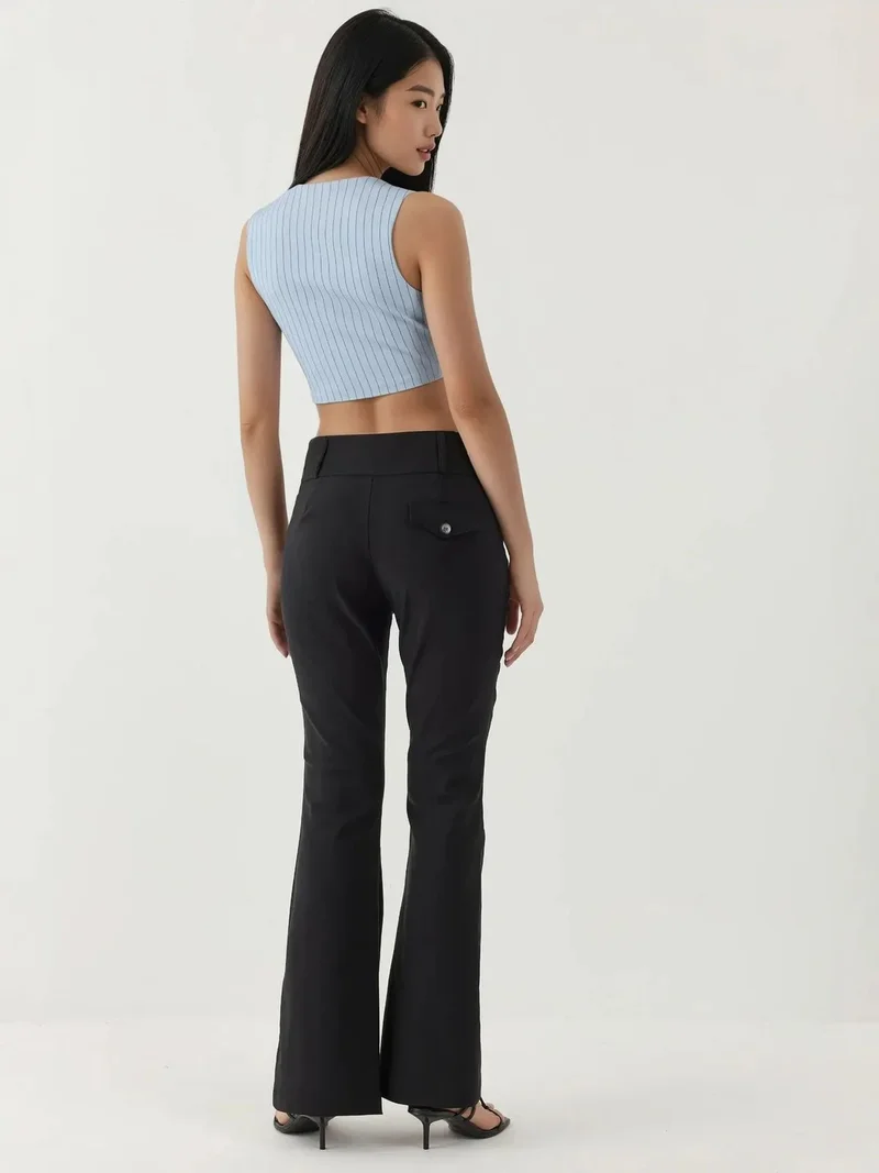 Hiccup Black Low Waist Flare Pants for Women | Best Price UAE